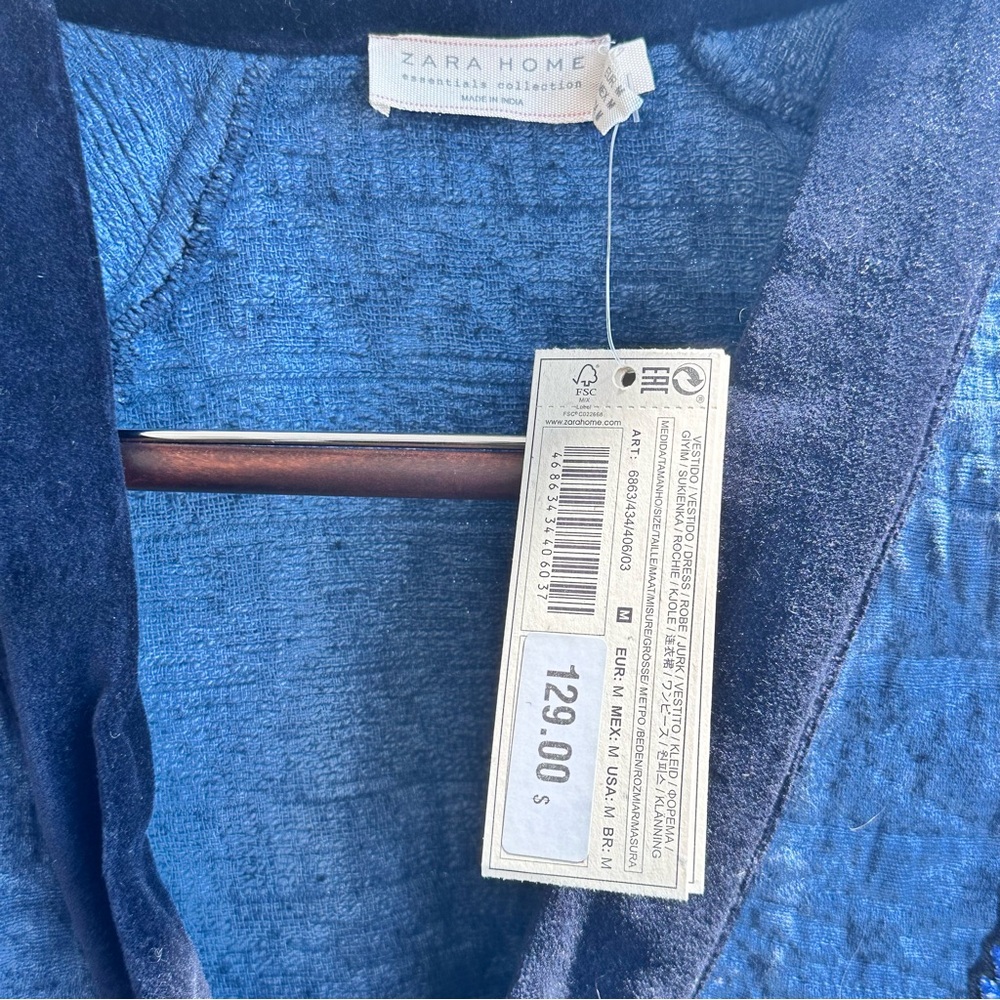 Zara Home Blue Wrap Jacket with Floral Embroidery - Picture 4 of 7